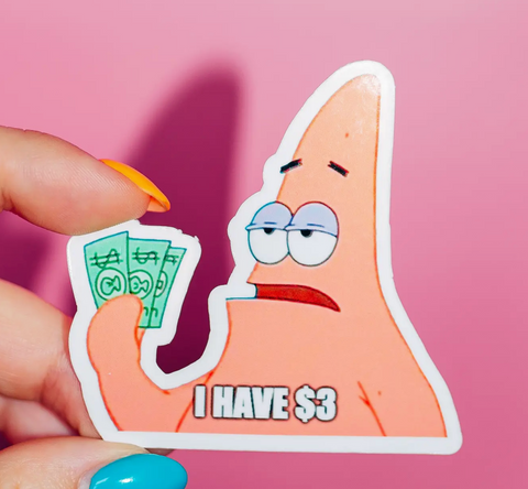 Patrick I Only Have $3 Sticker, 90s 2000s Tv Show