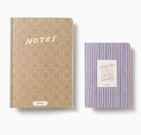 Lined Notebook Set of 2, A5 & A6 Softcover - Notes & Stripes
