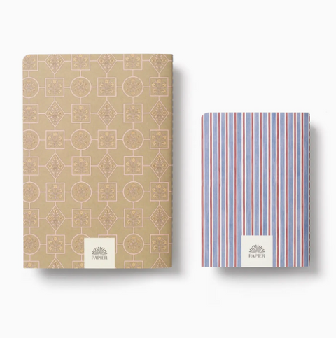 Lined Notebook Set of 2, A5 & A6 Softcover - Notes & Stripes