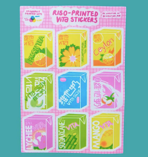 Vita Tea Risograph Sticker Sheet | 5"x7" Waterproof Vinyl