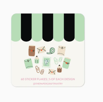 Stationery Shop Sticker Flakes - Set of 60