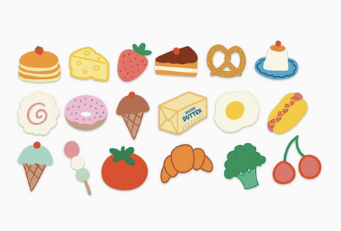 Yummy Foods Sticker Flakes - Pack of 54