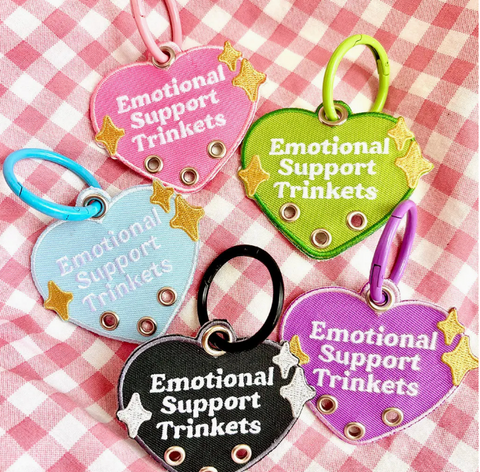 Emotional Support Trinkets Heart Embroidered Keychain