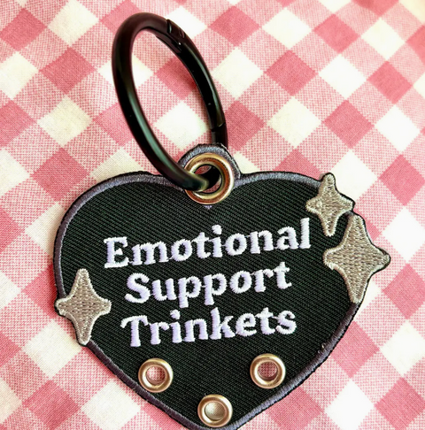 Emotional Support Trinkets Heart Embroidered Keychain