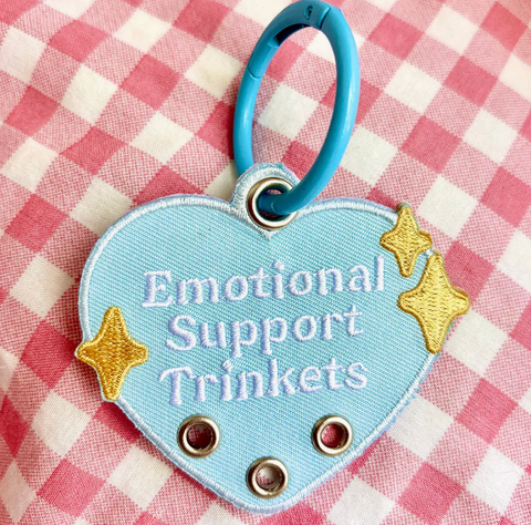 Emotional Support Trinkets Heart Embroidered Keychain