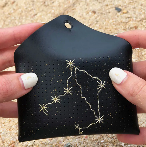Diy Stitch Your Star Sign Kit - Black Vegan Leather Purse