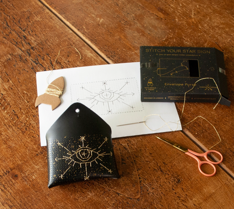 Diy Stitch Your Star Sign Kit - Black Vegan Leather Purse