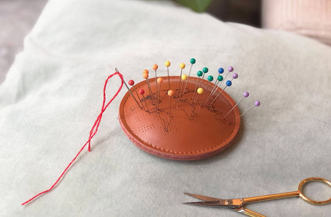 Pin (the World) Cushion - Brown Leather