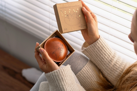 Pin (the World) Cushion - Brown Leather