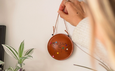 Pin (the World) Cushion - Brown Leather