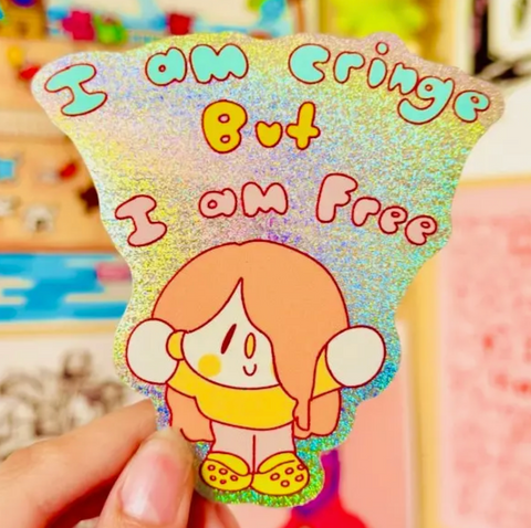 I Am Cringe Glittery Sticker