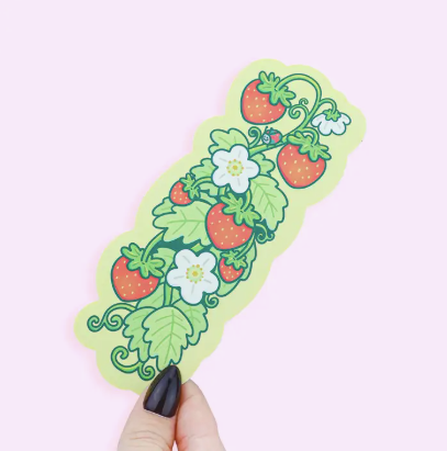 Strawberry Vine Bookmark – Cute Spring Die Cut Bookmark