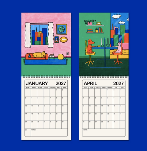 2027 Illustrated Wall Calendar: A Day in the Life of Corporate Cats + Dogs