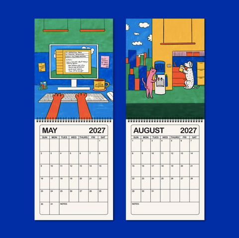 2027 Illustrated Wall Calendar: A Day in the Life of Corporate Cats + Dogs