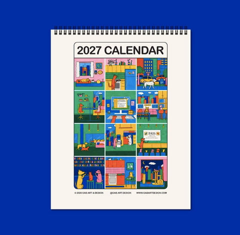 2027 Illustrated Wall Calendar: A Day in the Life of Corporate Cats + Dogs