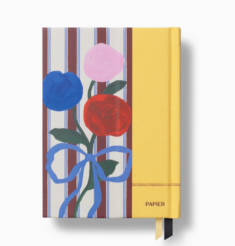 Guided A6 Gratitude Fabric Journal | Stripe Bouquet