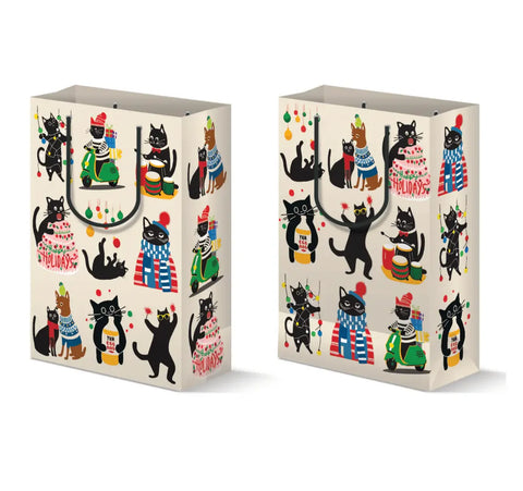 Holiday Gift Bag - Christmas Cats
