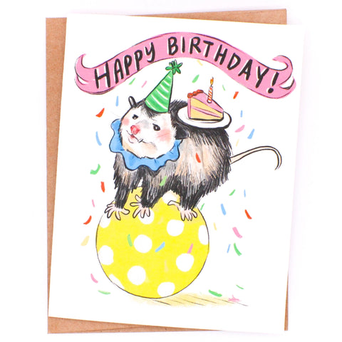 Possum Clown Birthday Greeting Card