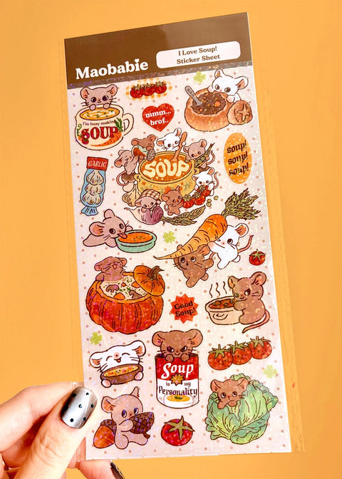 Sticker Sheet - I Love Soup!