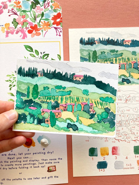 Tuscan Italian Landscape Watercolor Paint By Number Diy Kit