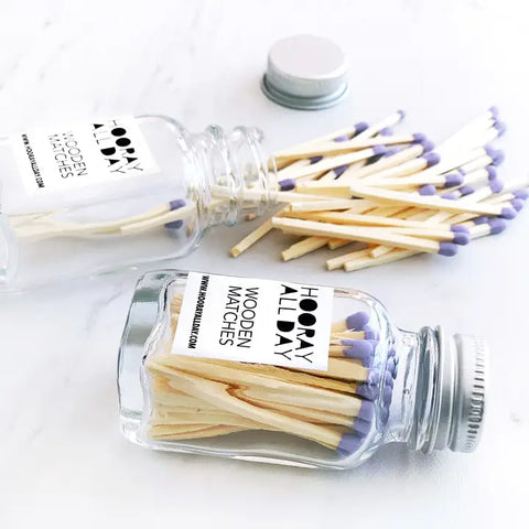 Colorful Wooden Matches in Little Glass Bottle