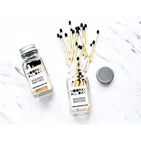 Colorful Wooden Matches in Little Glass Bottle