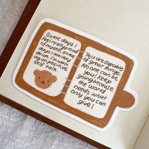 Inside Bear's Journal Die Cut Sticker