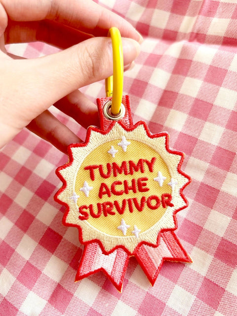 Tummy Ache Survivor Embroidered Keychain