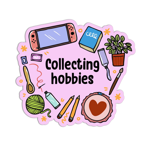 Collecting Funny Hobbies Textured Sticker