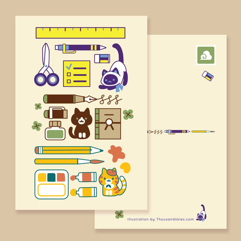 Postcard Back to School Cats