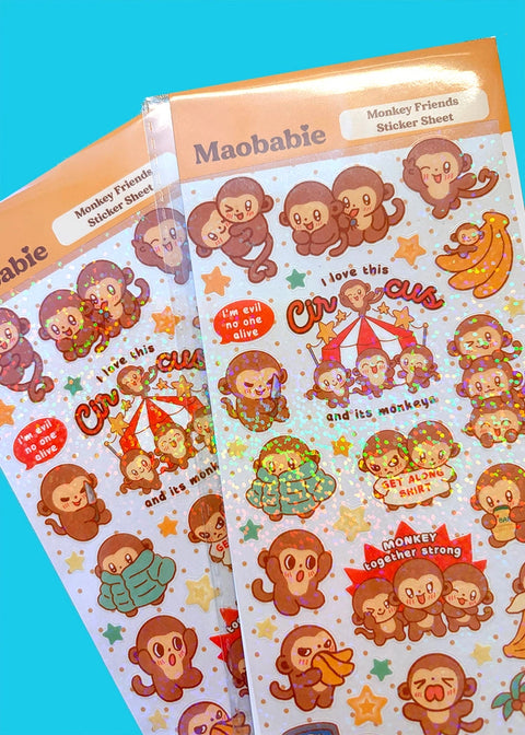 Sticker Sheet - Monkey Friends