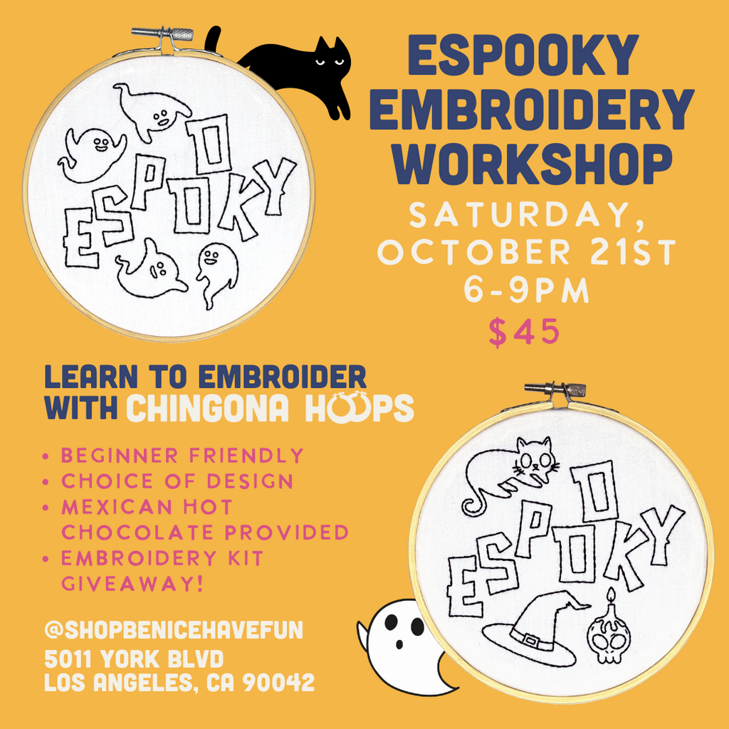 Espooky Edition: Modern Embroidery Workshop with Chingona Hoops