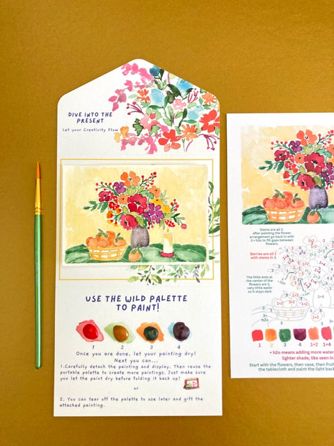 Winter Floral Still Life Watercolor Paint By Number Diy Kit