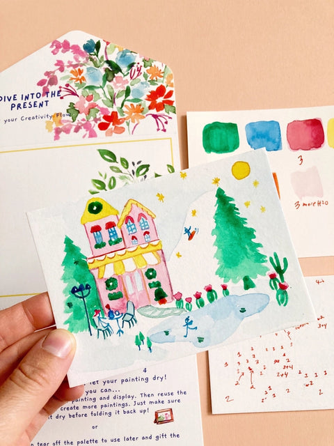 Winter Skate Cafe Paint By Number Diy Watercolor Kit