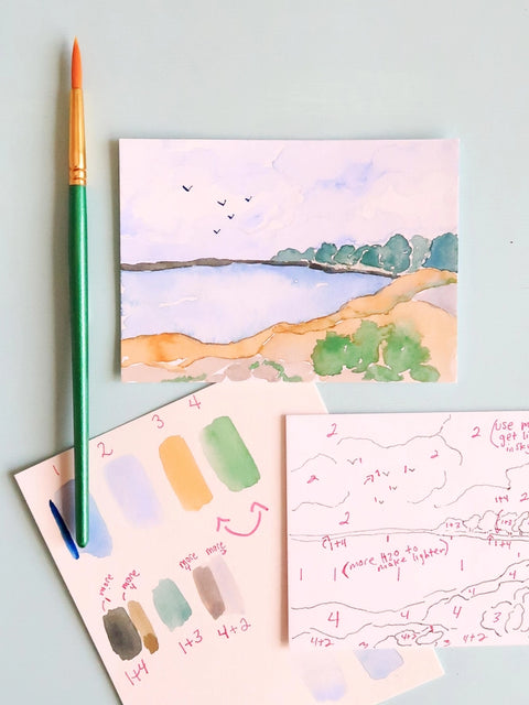 Ocean Beach Landscape Watercolor Paint By Number Diy Kit