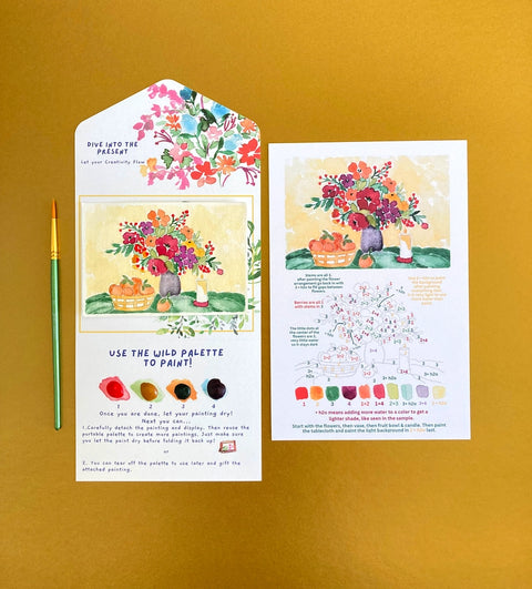 Winter Floral Still Life Watercolor Paint By Number Diy Kit