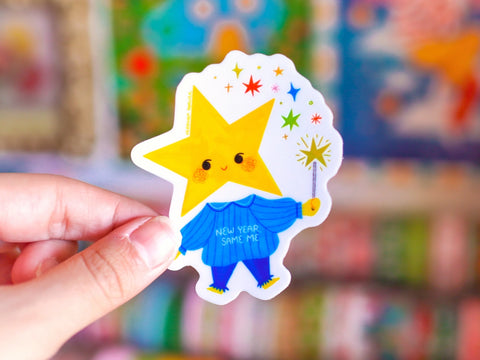 New Year, Same Me Glitter Sticker