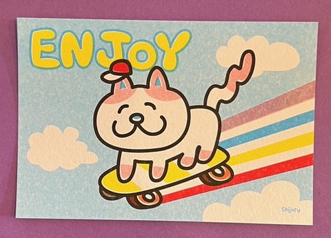 Cat Enjoy Postcard