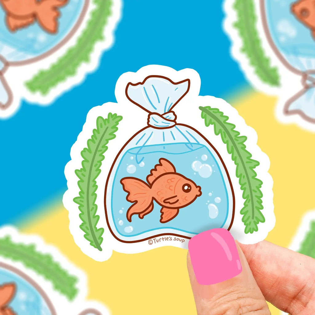 Goldfish in a Bag Pet Store Vinyl Sticker