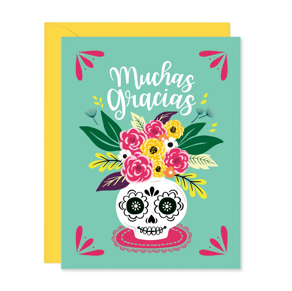 Muchas Gracias Sugar Skull - Thank You Card In Spanish