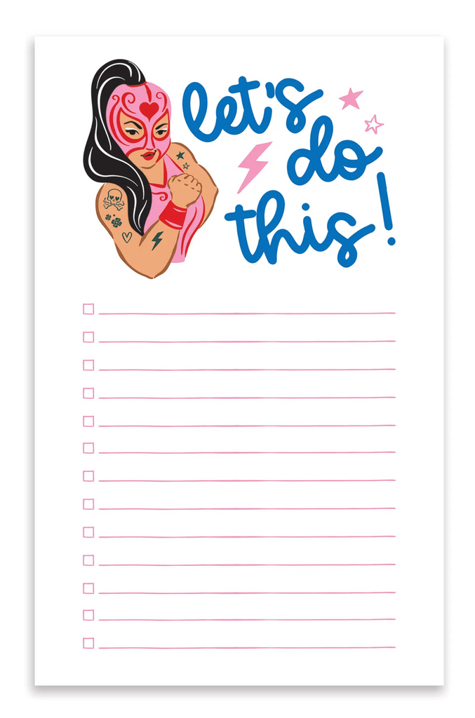 Let's Do This! - pink lucha libre girl notepad