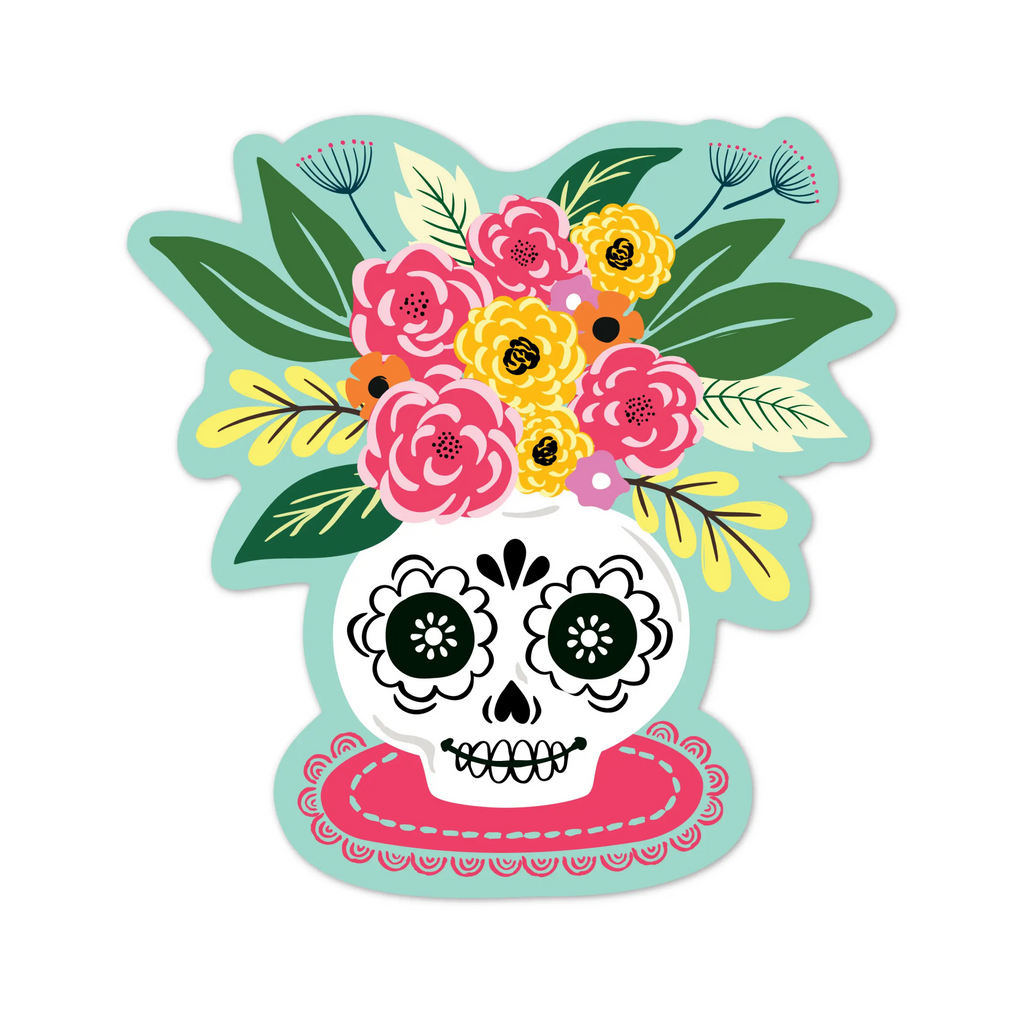 Sugar Skull Flower Vase sticker