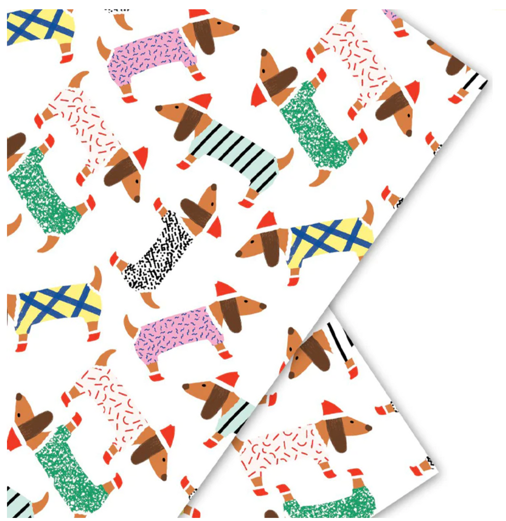Dachshunds- Gift Wrap roll of 3 sheets