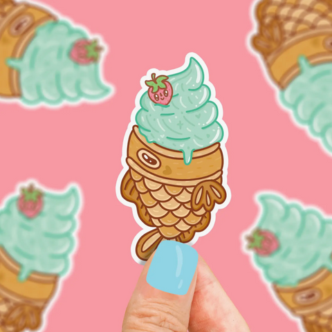 Taiyaki Fish Cake Japanese Ice Cream Cone Vinyl Sticker