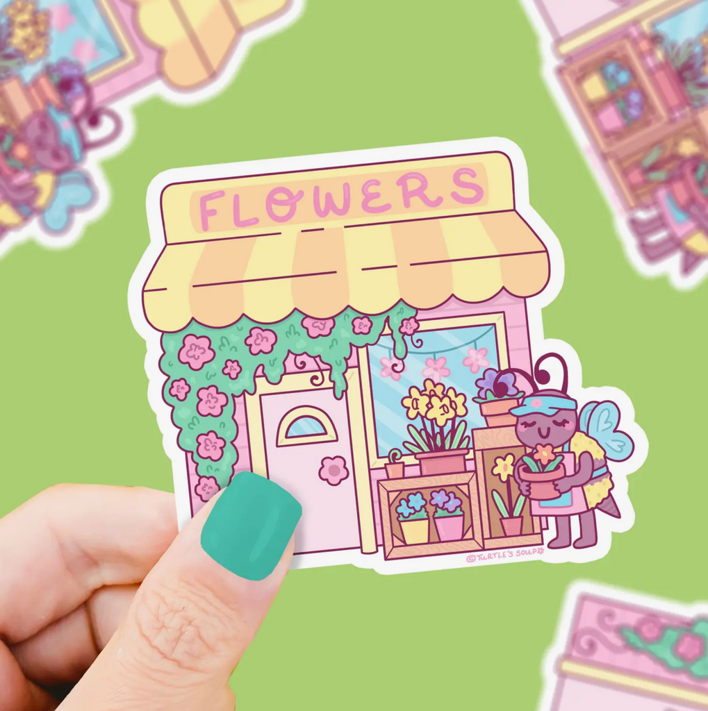 Bee Flower Store Shop Keeper Holiday Gift Vinyl Sticker
