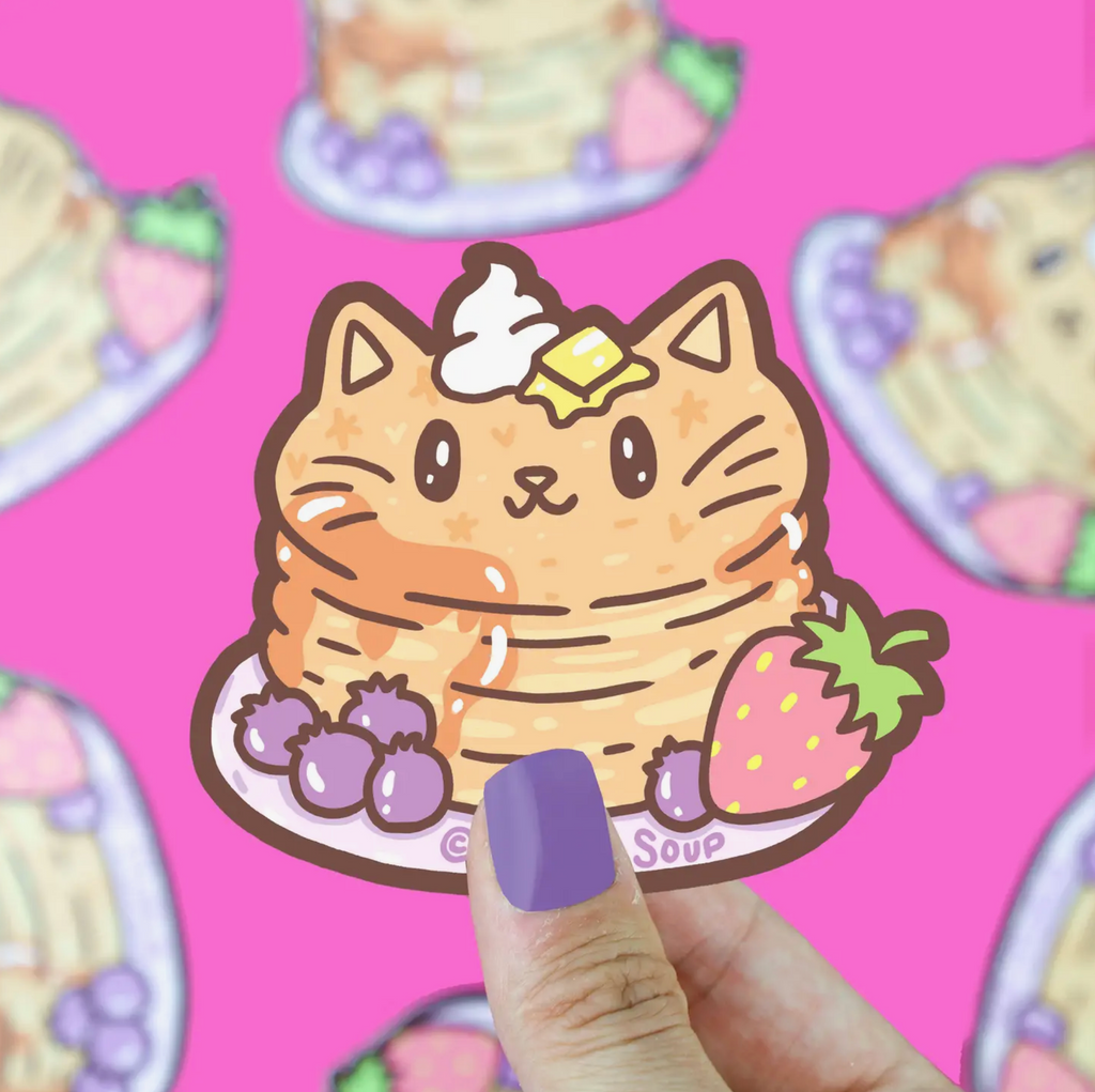 Pancake Kitty Breakfast Cat Funny Animal Vinyl Sticker