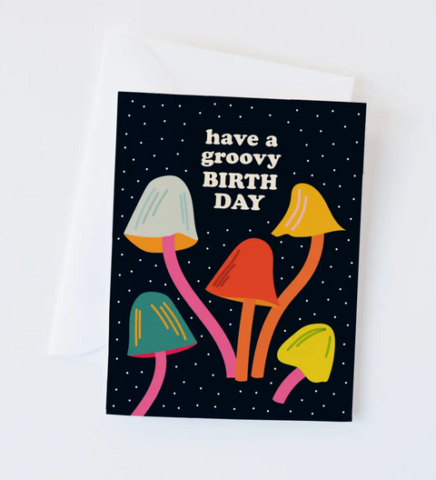 Groovy mushroom birthday card