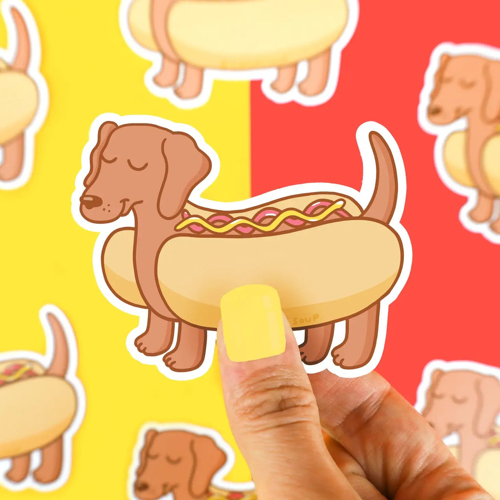 Dachshund Hot Dog Funny Puppy Vinyl Sticker
